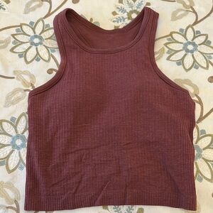 Women's Ribbed Burgundy Ebb to Street Cropped Tank Top